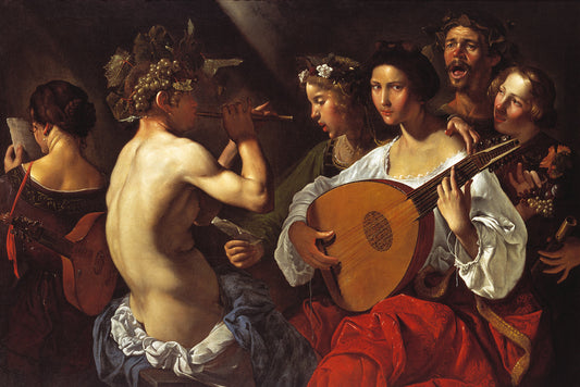 Bacchic Concert, vintage artwork by Pietro Paolini, 12x8" (A4) Poster