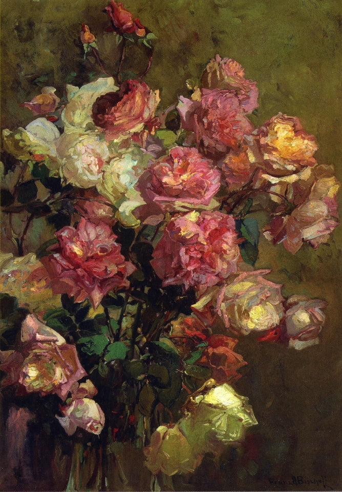 A Glass Vase full of Roses by Franz Bischoff,A3(16x12")Poster