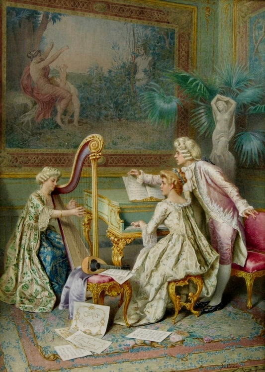 Musical company, vintage artwork by Francesco Ballesio, 12x8" (A4) Poster