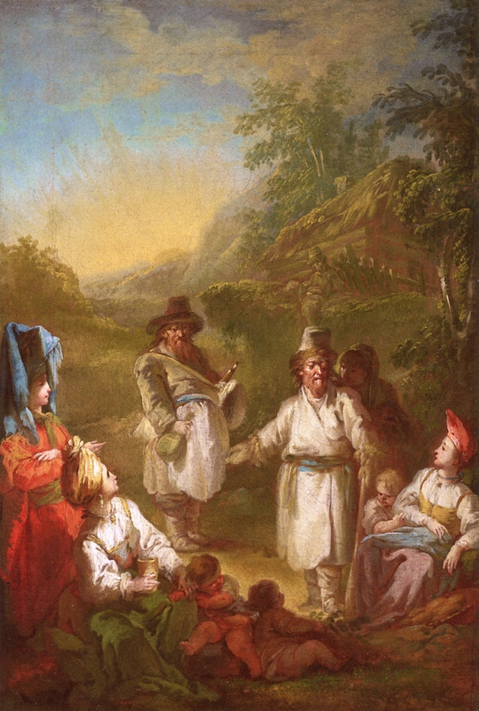 Siberian Peasants at Rest, vintage artwork by Jean Baptiste Le Prince, 12x8" (A4) Poster