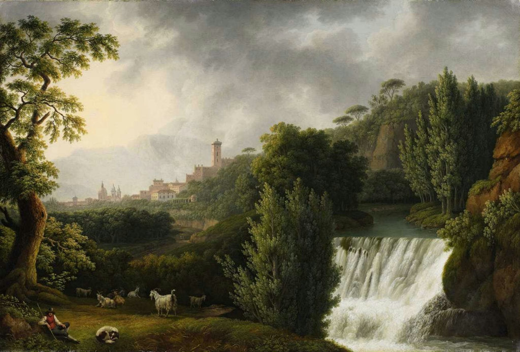 View of Sessa Aurunca, vintage artwork by Jakob Philipp Hackert, 12x8" (A4) Poster