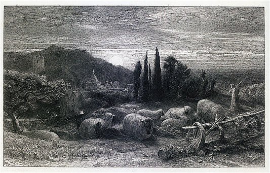 The Rising Moon, vintage artwork by Samuel Palmer, A3 (16x12") Poster Print