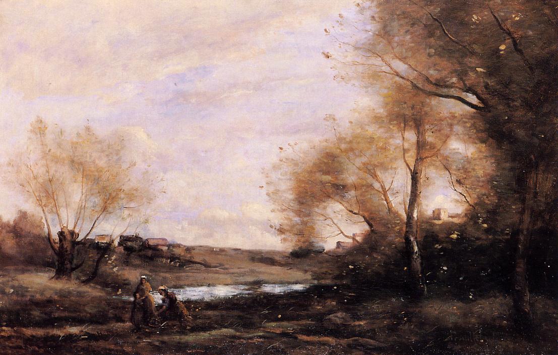 Peasant Village, vintage artwork by Paul-Desire Trouillebert, 12x8" (A4) Poster