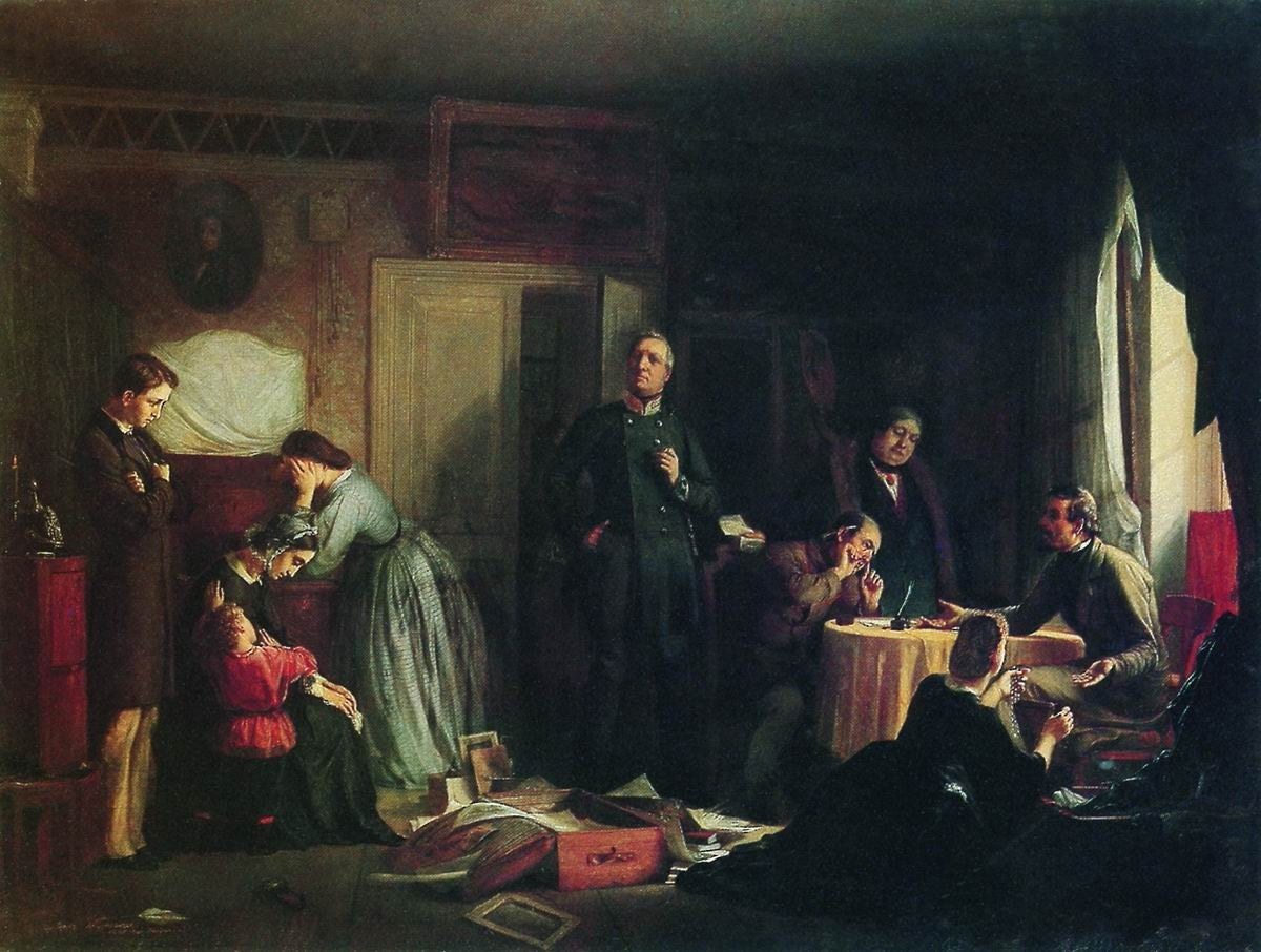 The Inventory of Widow's Property, vintage artwork by Firs Sergeevich Zhuravlev, 12x8" (A4) Poster