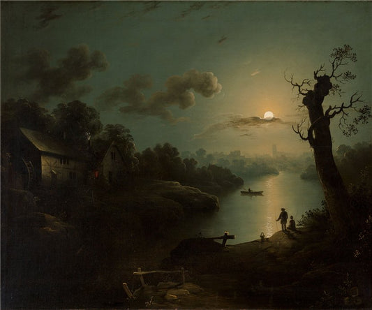 Watching the Moonrise, vintage artwork by Henry Pether, 12x8" (A4) Poster