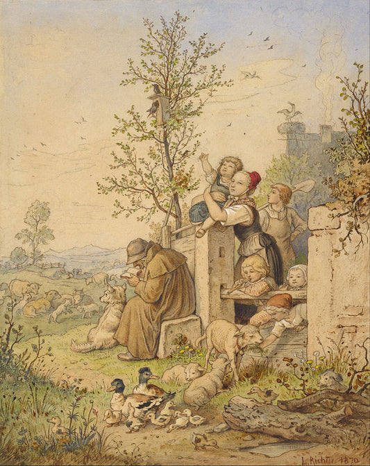 Spring Has Arrived, vintage artwork by Ludwig Richter, A3 (16x12") Poster Print