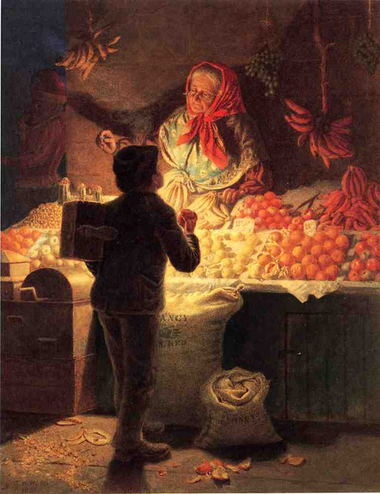 The Doubtful Coin, vintage artwork by Thomas Waterman Wood, 12x8" (A4) Poster