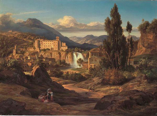 Waterfalls of the Liris near Isola del Liri, vintage artwork by Ernst Fries, A3 (16x12") Poster Print