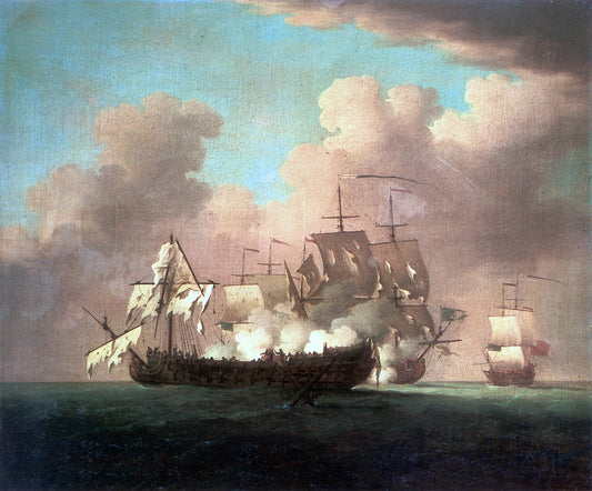 The Capture of the 'Princesa', vintage artwork by Peter Monamy, 12x8" (A4) Poster