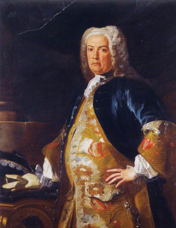 Portrait of a Nobleman leaning his Gloved Hand on a Console Table, vintage artwork by Francesco Solimena, 12x8" (A4) Poster
