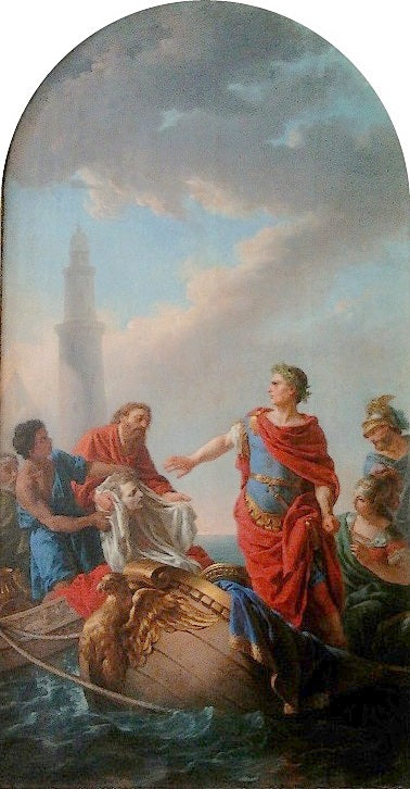 Caesar's Remorse at the Death of Pompey, vintage artwork by Louis Jean François Lagrenee, 12x8" (A4) Poster