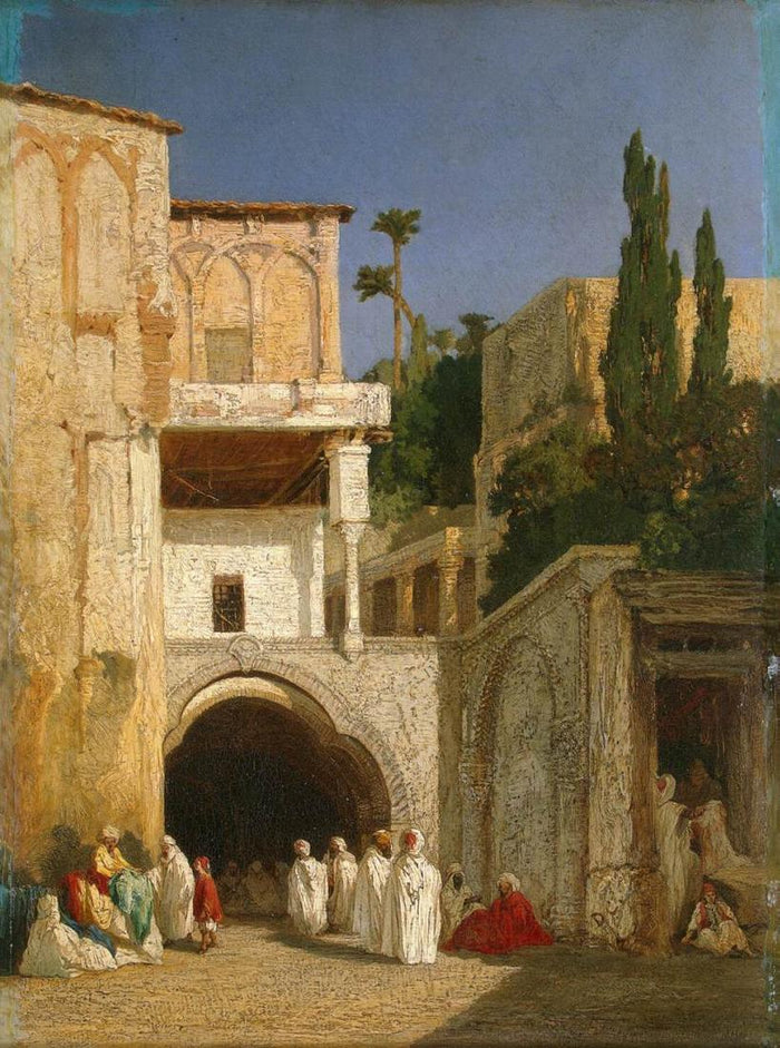 Before the Mosque in Cairo, vintage artwork by Alexandre-Gabriel Decamps, A3 (16x12
