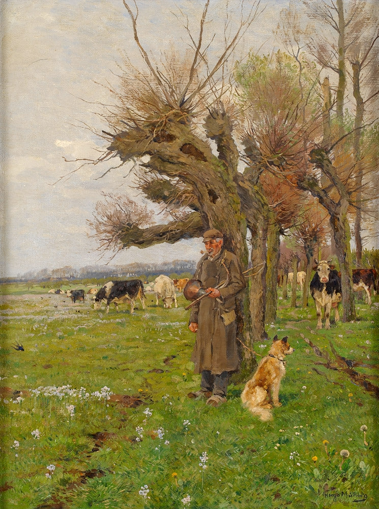 Pasture in Ilverich, vintage artwork by Hugo Mühlig, 12x8" (A4) Poster