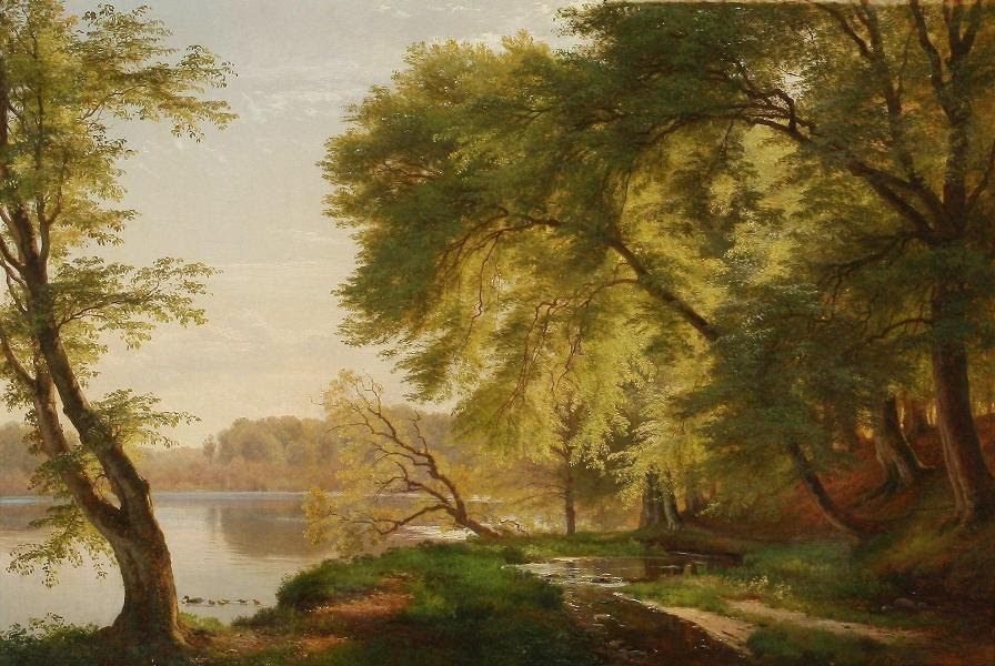 Summer Day at a Forest Lake, vintage artwork by Carl Frederik Aagaard, 12x8" (A4) Poster