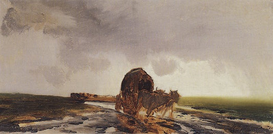 Thunderstorm in the Steppe, vintage artwork by Nikolai Nikanorovich Dubovskoy, 12x8" (A4) Poster