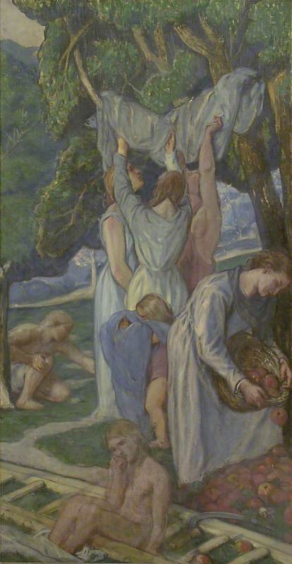 The Apple Gatherers, vintage artwork by Charles Haslewood Shannon, 12x8" (A4) Poster