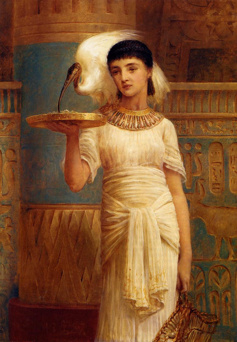 Alethe, Attendent of the Sacred Ibis, vintage artwork by Edwin Long, RA, 12x8" (A4) Poster