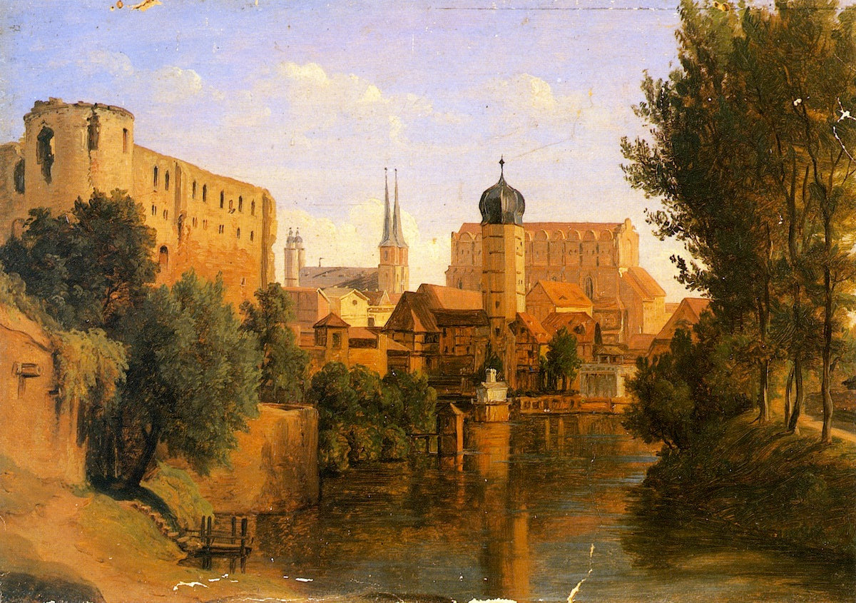 Halle an der Saale, vintage artwork by Herman Lungkwitz, A3 (16x12") Poster Print