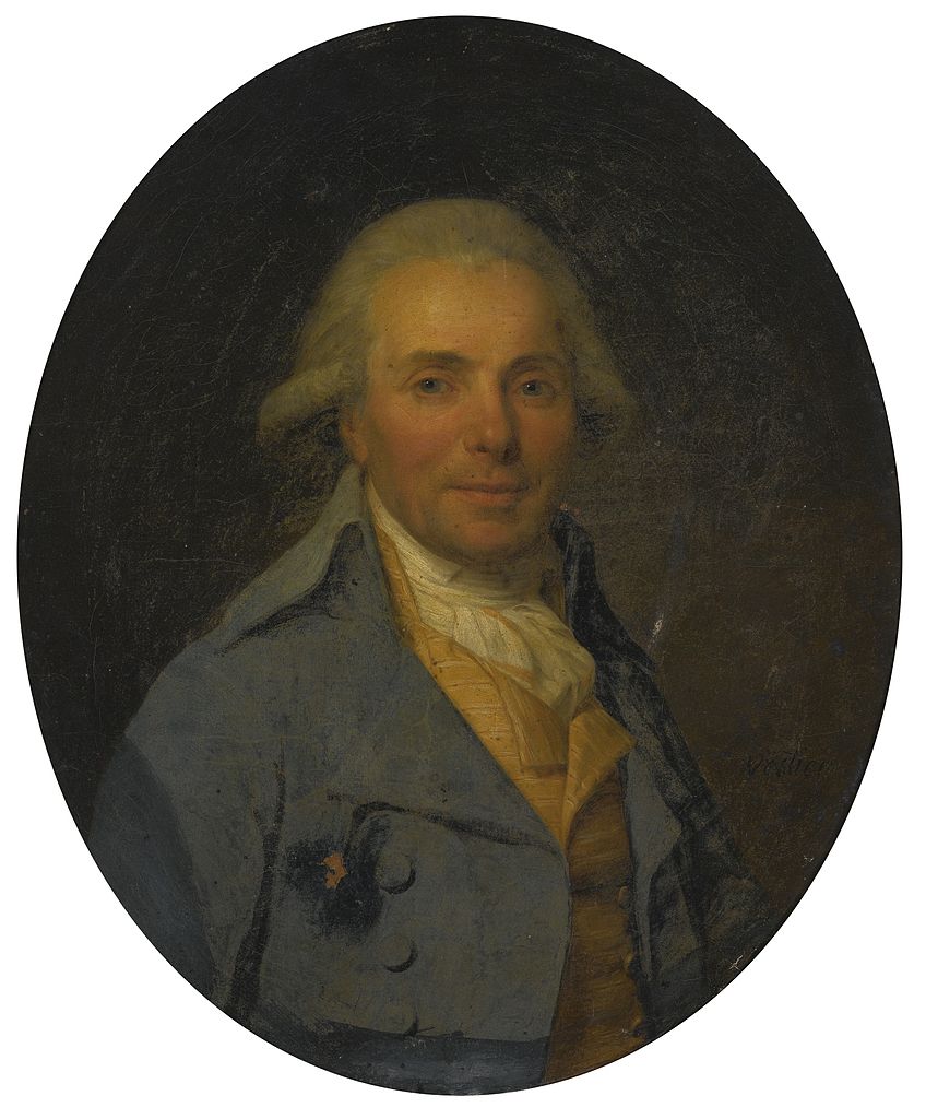 Portrait of a Man Wearing a Blue Coat, vintage artwork by Attributed to Antoine Vestier, 12x8" (A4) Poster
