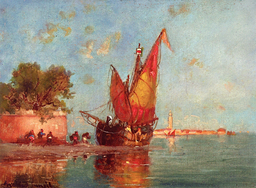 Low Tide, Venice, vintage artwork by Walter Frank Lansil, 12x8" (A4) Poster