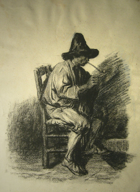 Portrait d'un fumeur (Paysan italien), vintage artwork by Alexandre-Gabriel Decamps, A3 (16x12") Poster Print