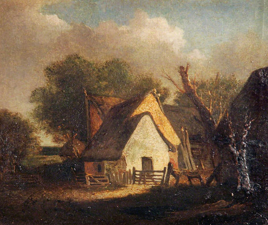 Farmyard near Trowse, Norfolk, vintage artwork by John Crome, 12x8" (A4) Poster