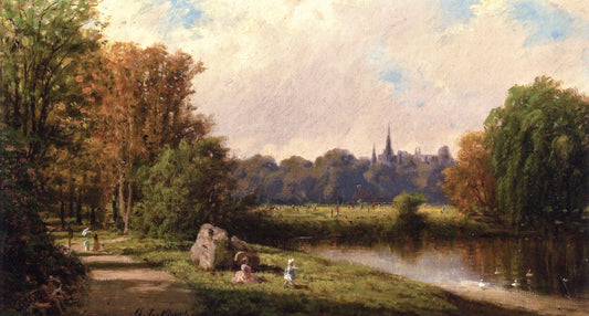 An Afternoon in the Park, vintage artwork by George Lafayette Clough, 12x8" (A4) Poster