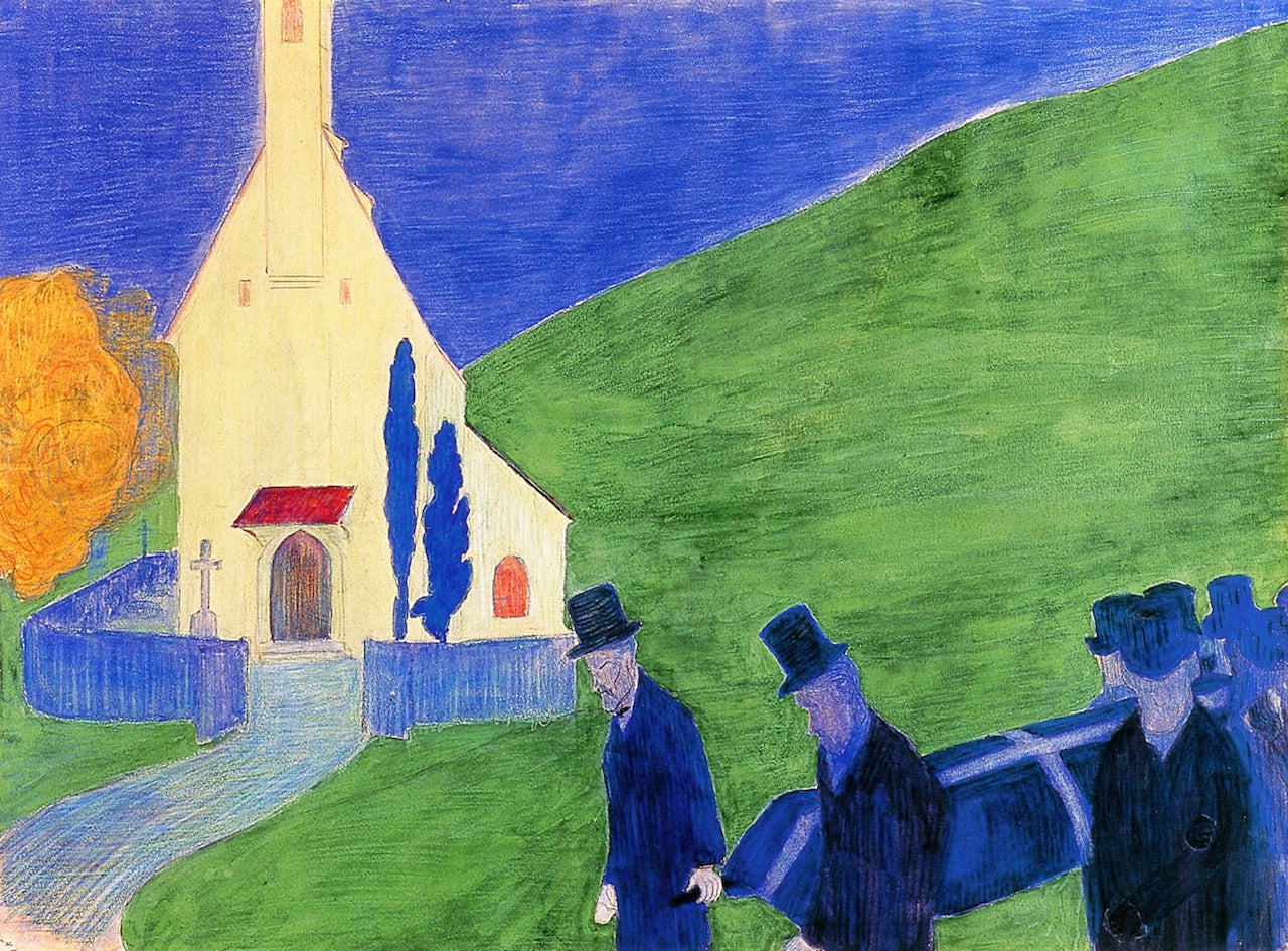 Funeral, vintage artwork by Marianne von Werefkin, 12x8" (A4) Poster