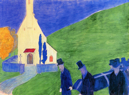 Funeral, vintage artwork by Marianne von Werefkin, 12x8" (A4) Poster