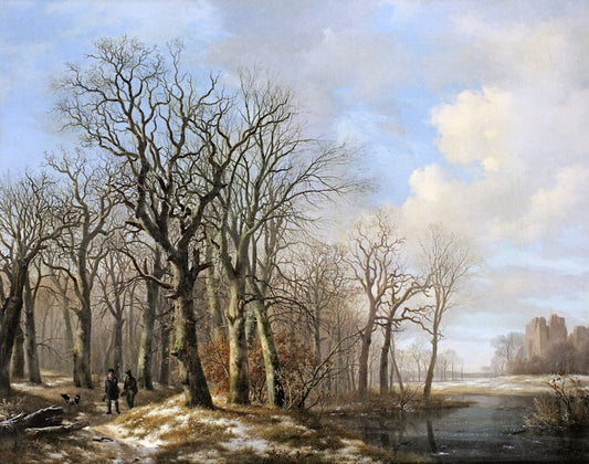 Hunters in a Landscape, vintage artwork by Hendrikus van de Sande Bakhuyzen, A3 (16x12") Poster Print