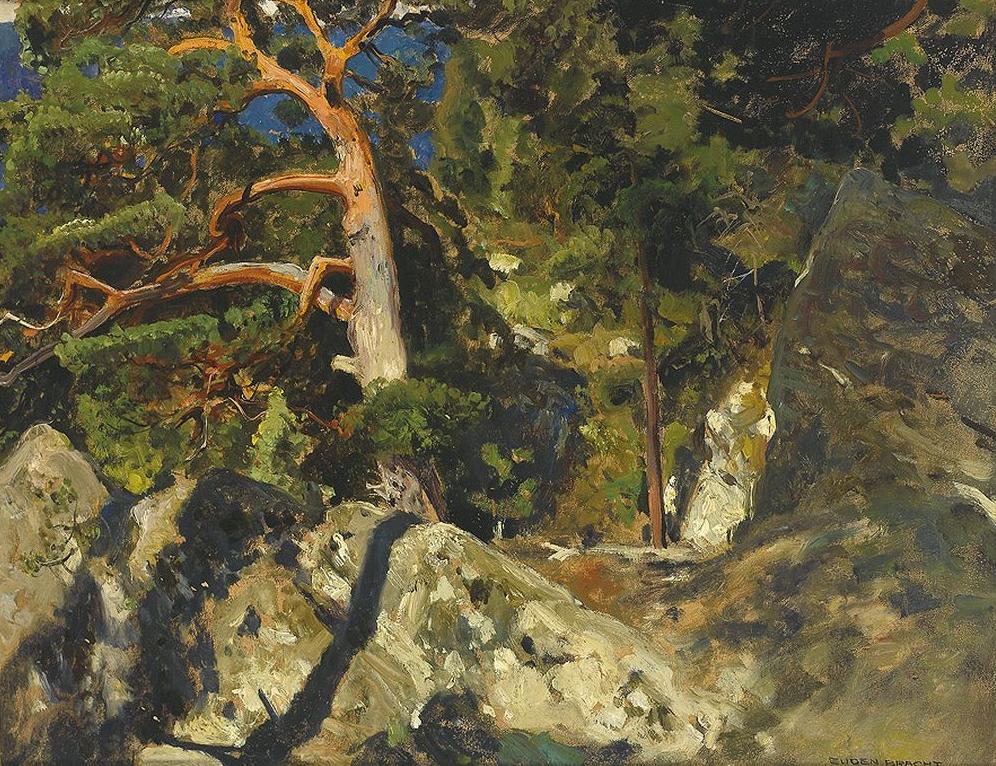Pine in the Rocks (Kiefer in den Felsen), vintage artwork by Eugen Felix Prosper Bracht, 12x8" (A4) Poster
