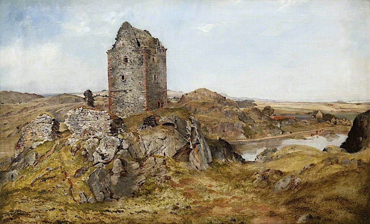 Smailholm Tower, vintage artwork by Horatio McCulloch, A3 (16x12") Poster Print