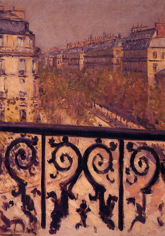 A Balcony in Paris, vintage artwork by Gustave Caillebotte, 12x8" (A4) Poster
