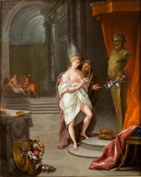 Offering to Priapus, vintage artwork by Jean Raoux, 12x8" (A4) Poster