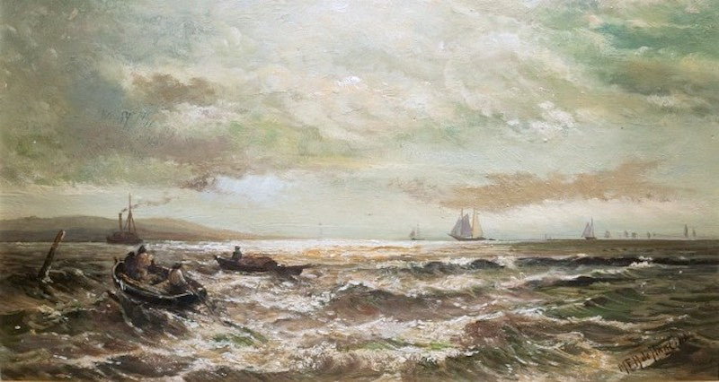 Harbor Scene, vintage artwork by Mauritz F. H. De Haas, 12x8" (A4) Poster