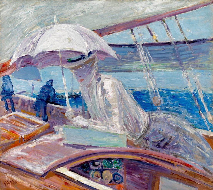 Madame Helleu aboard the yacht 'Bird' by Paul Cesar Helleu,A3(16x12