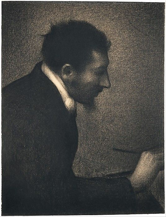 Portrait of Edmond François Aman-Jean, vintage artwork by Georges Seurat, 12x8" (A4) Poster