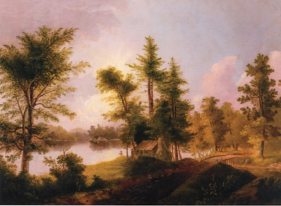 Landscape with Pine Trees and House, vintage artwork by Thomas Doughty, A3 (16x12") Poster Print