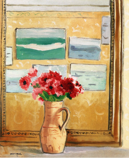 Bouquet by  the Mirror, vintage artwork by Albert Marquet, 12x8" (A4) Poster