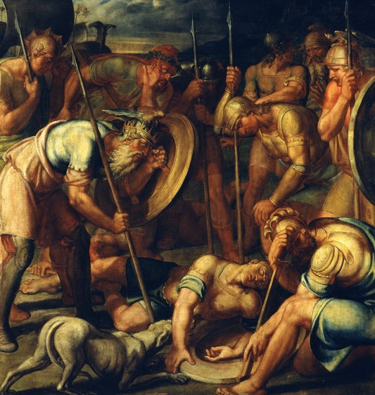 The Death of Oskar (According to Ossian), vintage artwork by Joseph Anton Koch, 12x8" (A4) Poster