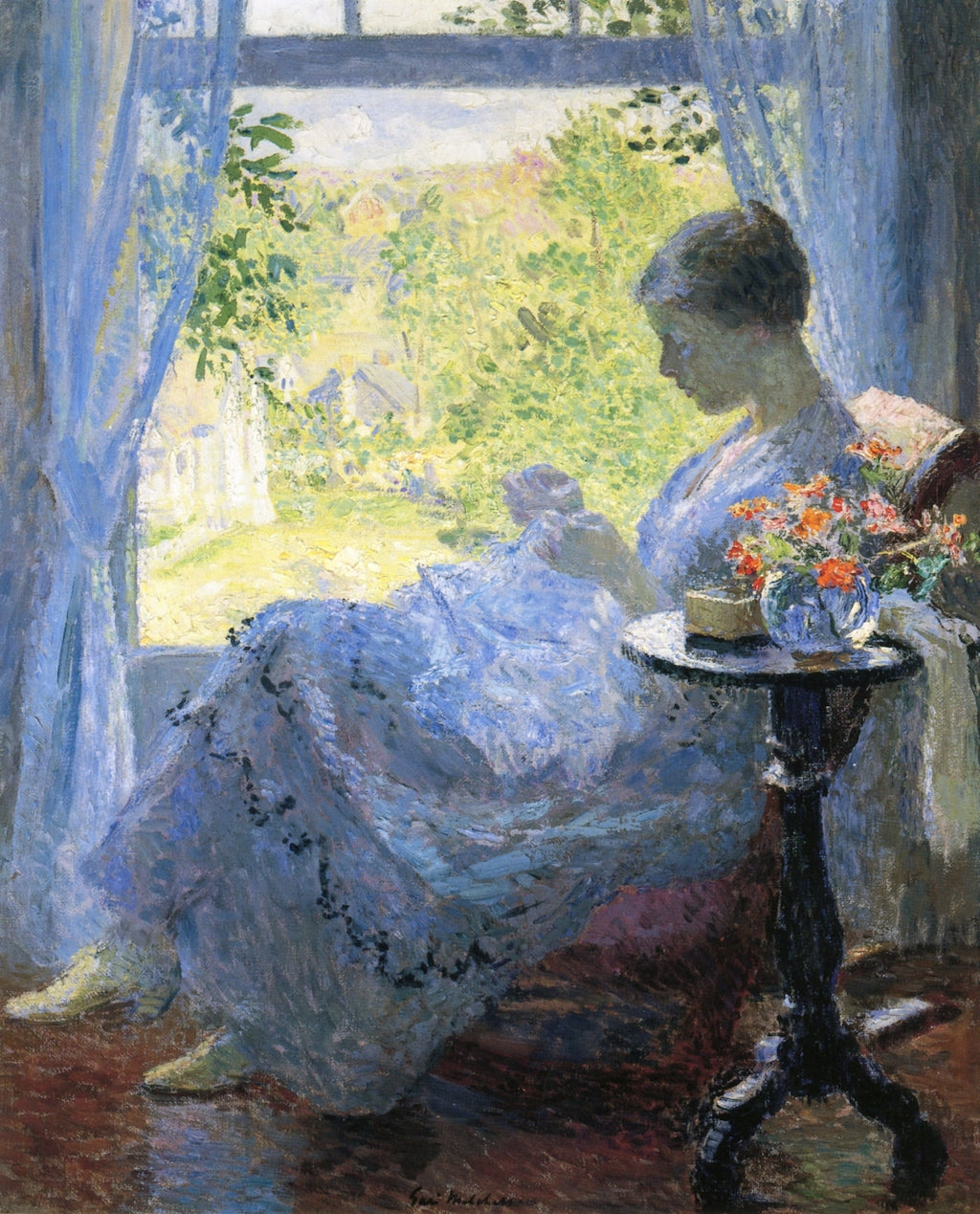 Young Woman Sewing by Gari Melchers,A3(16x12")Poster