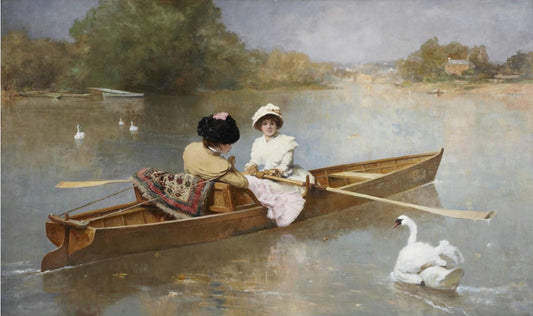 Boating on the Seine, vintage artwork by Ferdinand Heilbuth, 12x8" (A4) Poster