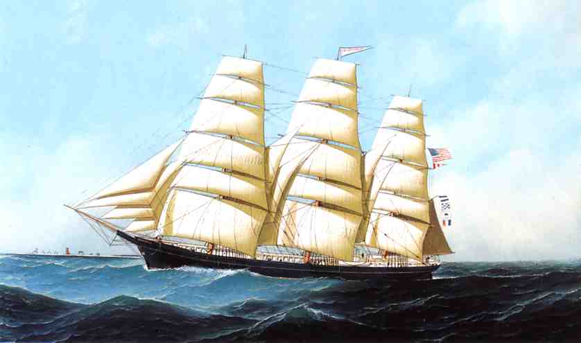 The Clipper Ship "Triumphant", vintage artwork by Antonio Jacobsen, 12x8" (A4) Poster