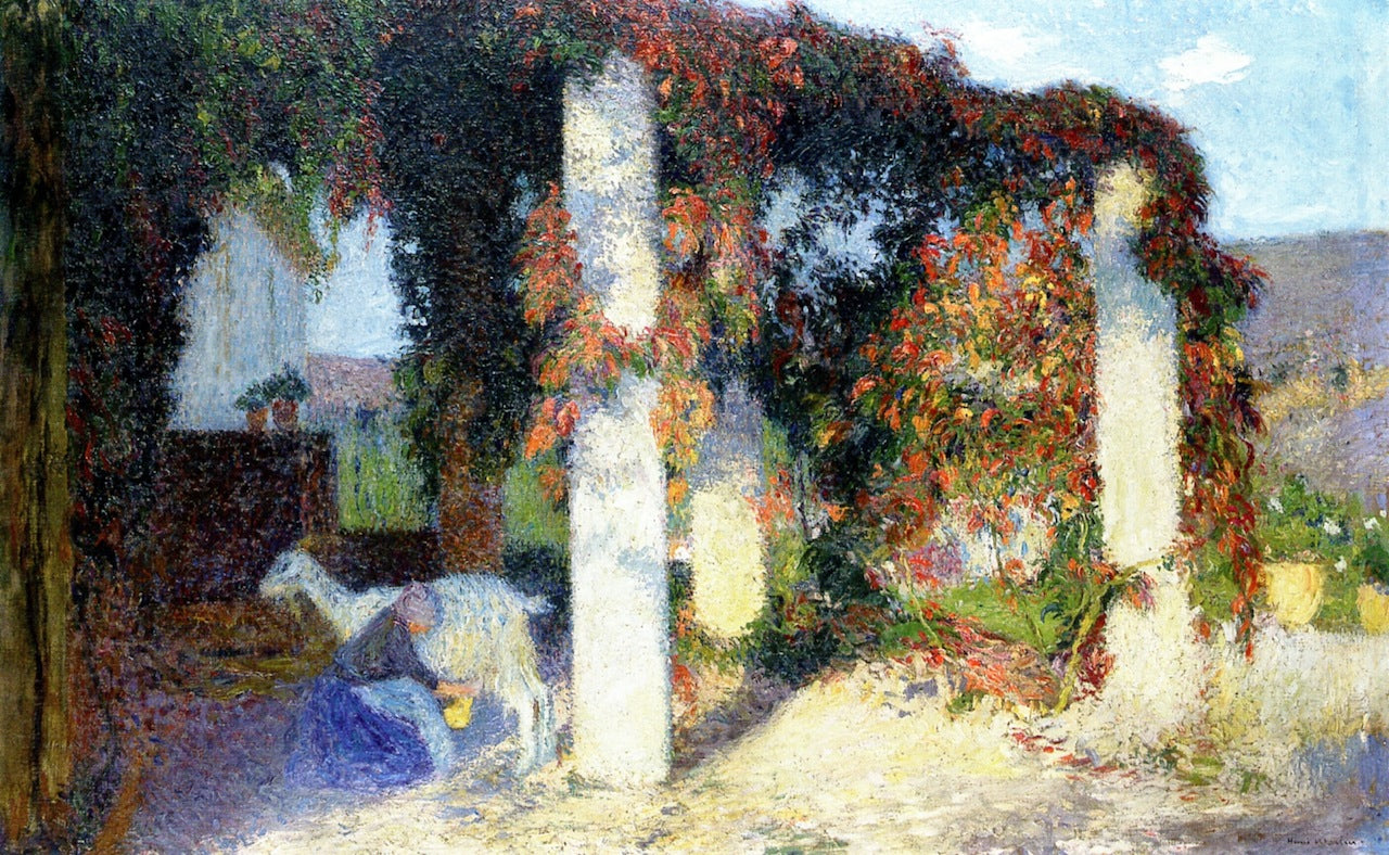 Milking a Goat under the Arbor at Marquayrol by Henri Martin,A3(16x12")Poster