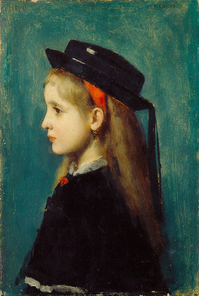 Alsatian Girl, vintage artwork by Jean-Jacques Henner, 12x8" (A4) Poster
