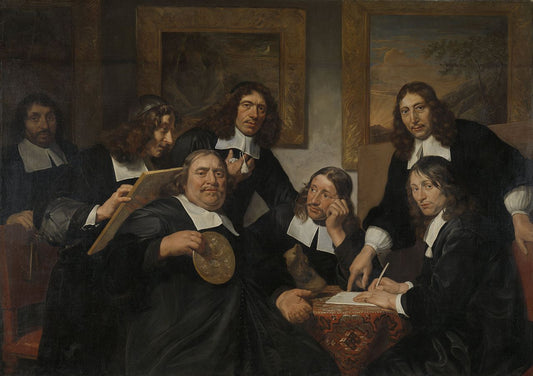 The Governors of the Guild of St. Luke, Haarlem, vintage artwork by Jan de Bray, 12x8" (A4) Poster