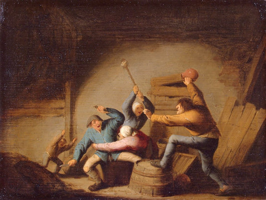 Brawl, vintage artwork by Adriaen van Ostade, 12x8" (A4) Poster