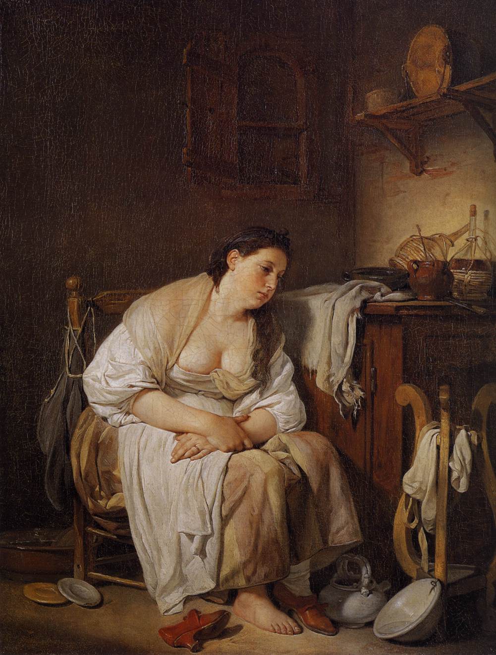 Indolence, vintage artwork by Jean-Baptiste Greuze, 12x8" (A4) Poster