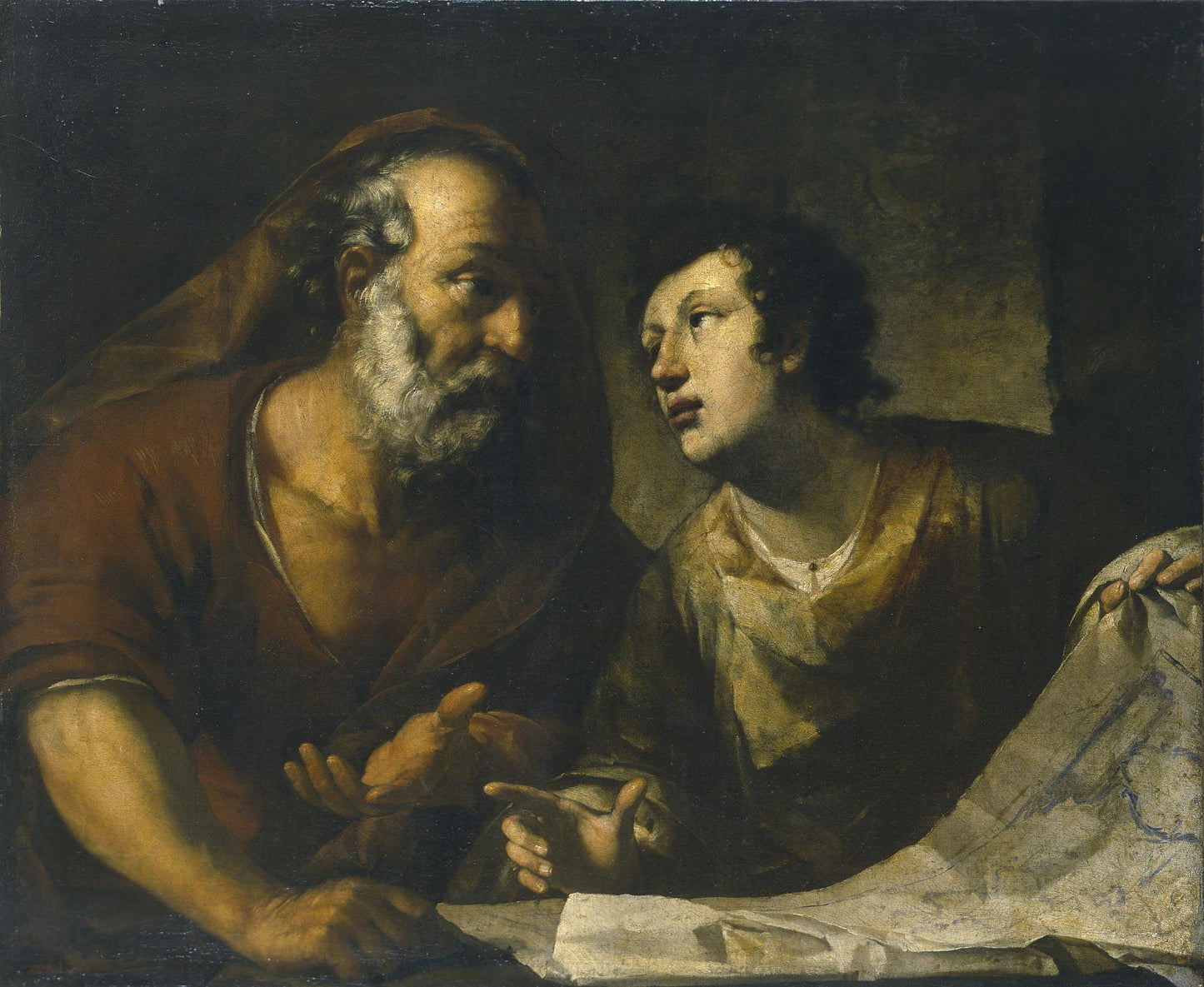 Geographer, vintage artwork by Attributed to Pier Francesco Mola, 12x8" (A4) Poster