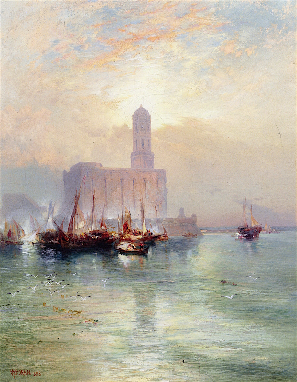 Castle of San Juan d'Ulloa, vintage artwork by Thomas Moran, 12x8" (A4) Poster